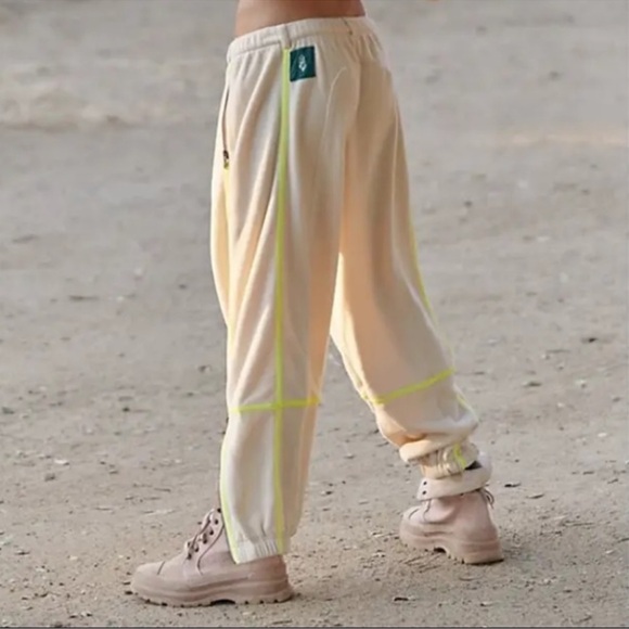 FP Movement by Free People Pants - Free People! FP Movement Arena Fleece Joggers Pants In Beige/Neon Yellow NWOT!